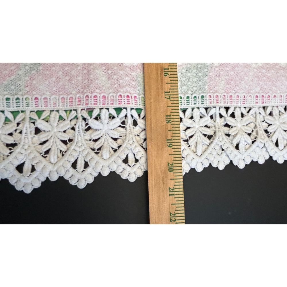 Lilly Pulitzer Green Mini Skirt with Pink Floral Print and White Lace Hem - Picture 7 of 7